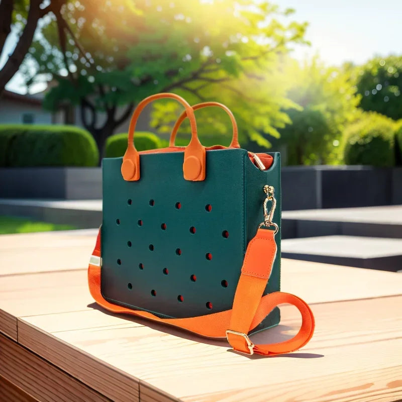 Green Orange Croc Bag