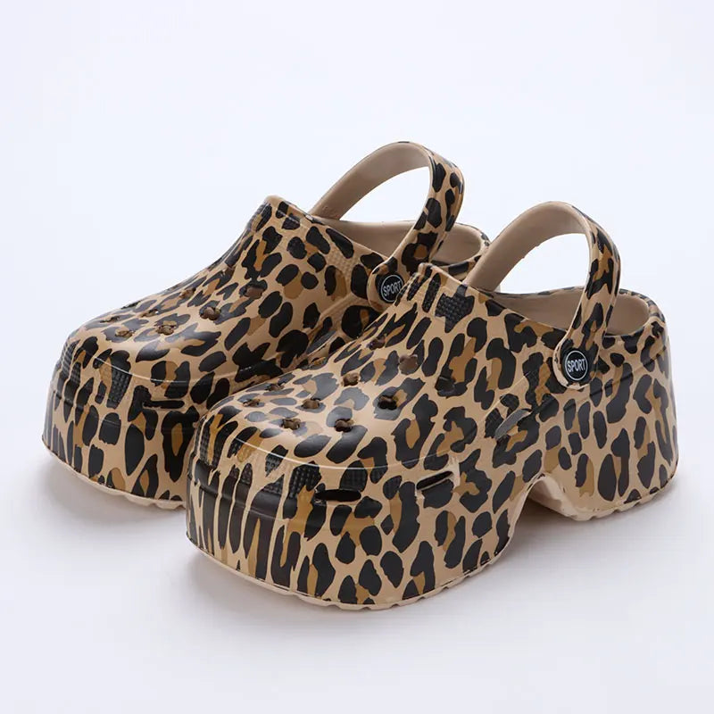 Leopard Thick Bottom Clogs