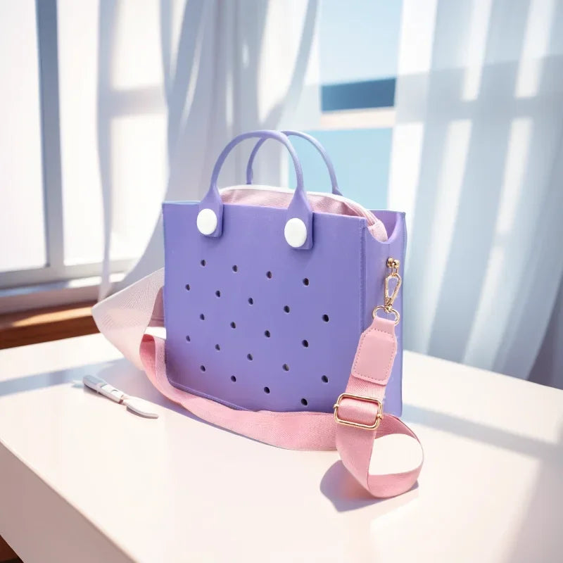 Purple Pink Croc Purse