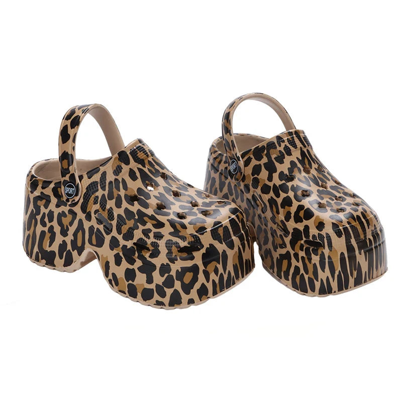Leopard Thick Bottom Clogs