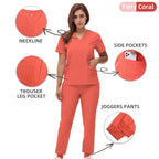 Stretchy RED Top Jogger Pants Scrub Sets