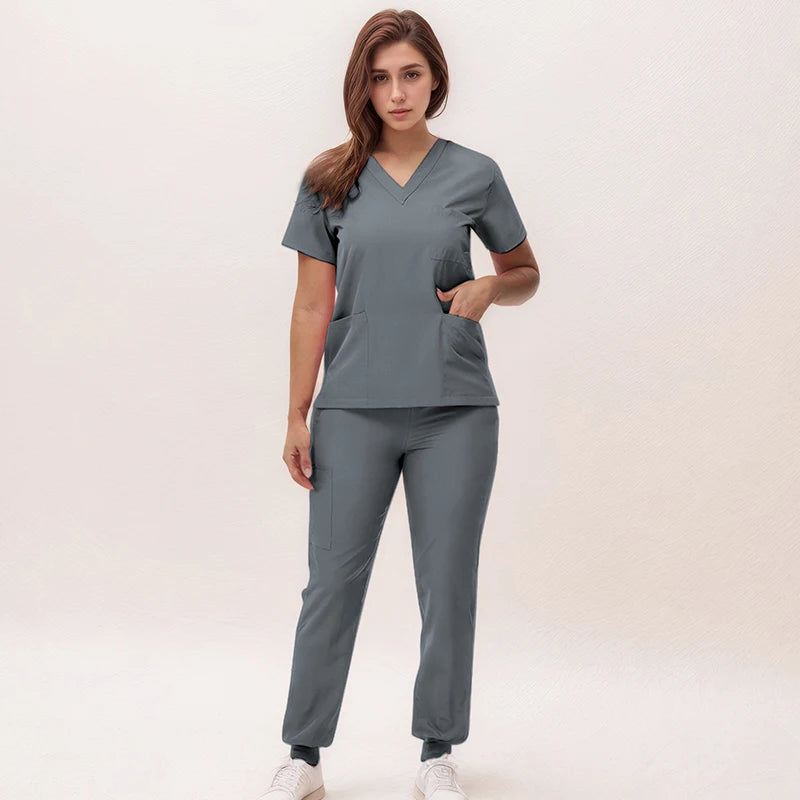 Grey Jogger Scrub Set