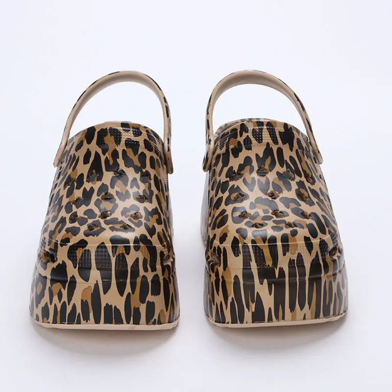 Leopard Thick Bottom Clogs