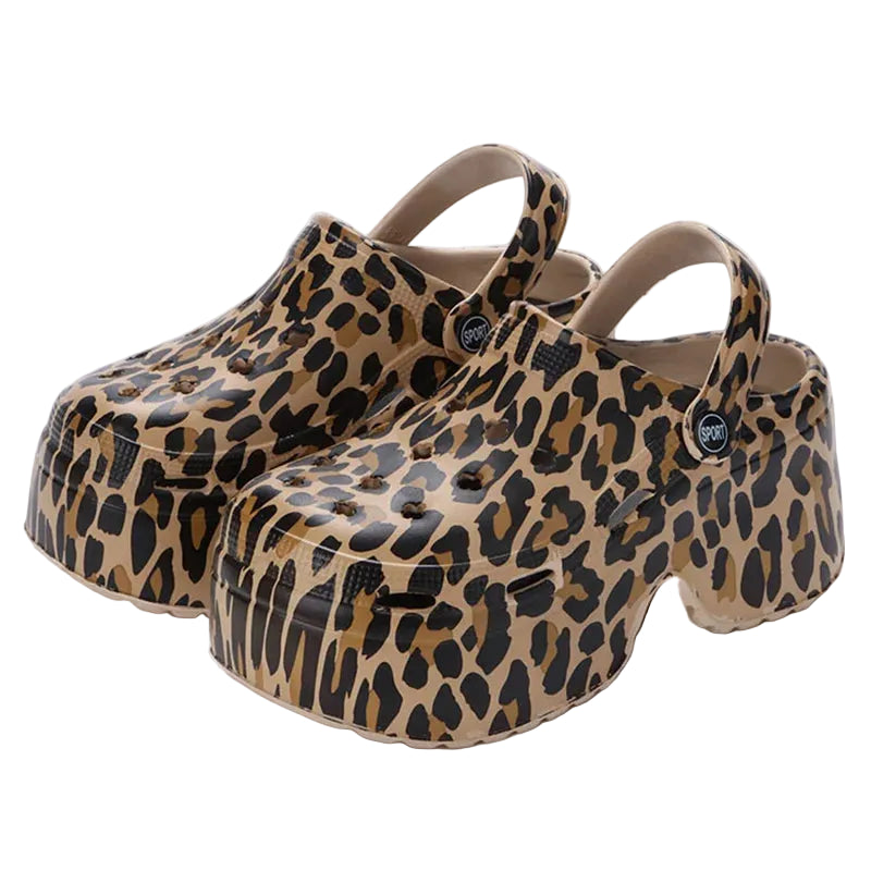 Leopard Thick Bottom Clogs
