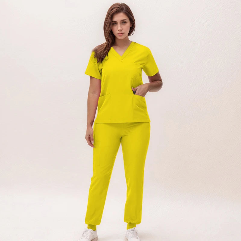 Yellow Jogger Scrub Set