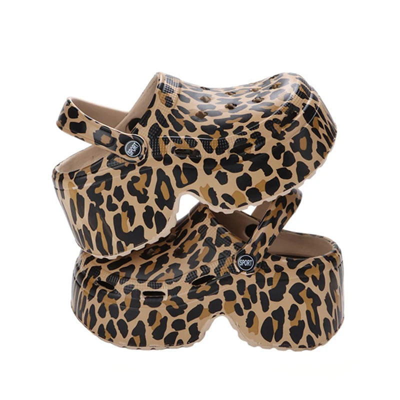 Leopard Thick Bottom Clogs