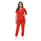 Stretchy RED Top Jogger Pants Scrub Sets