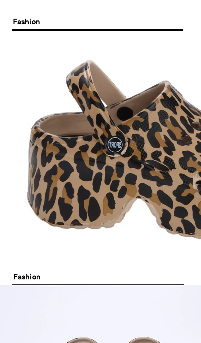 Leopard Thick Bottom Clogs