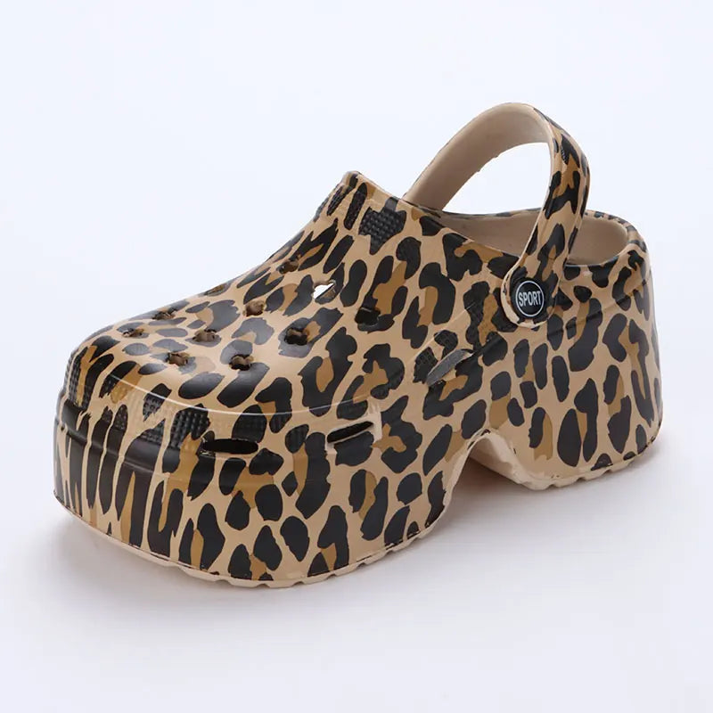 Leopard Thick Bottom Clogs